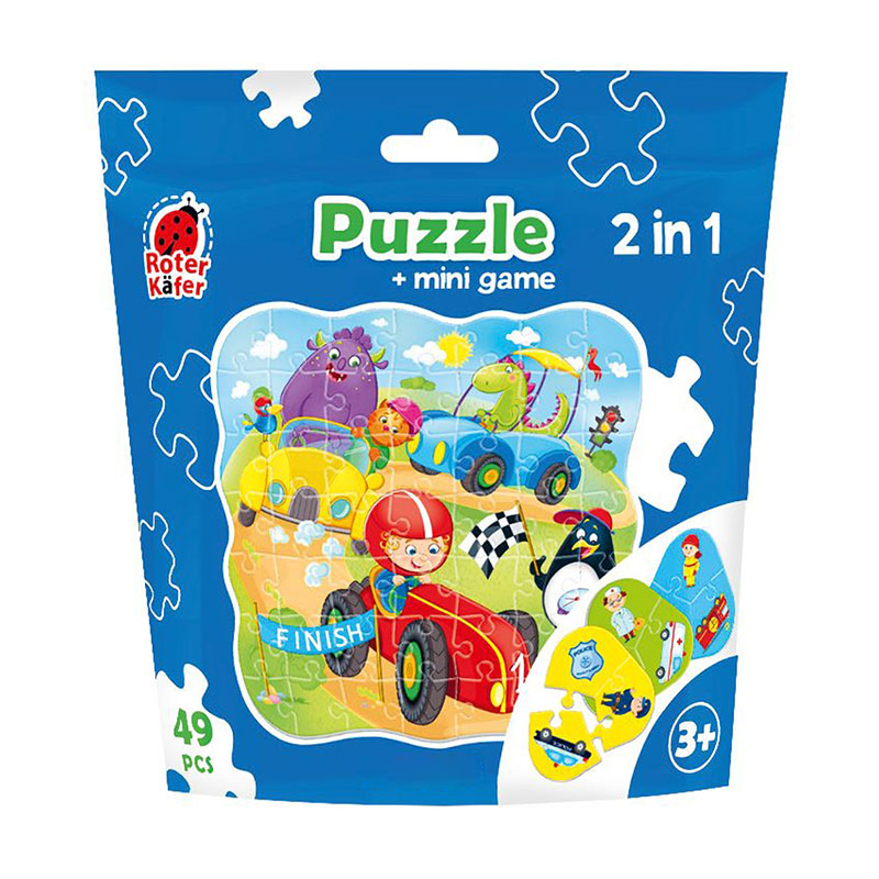 Пазли-гра 2 в 1 Vladi Toys Машини, у дой-паку, 29*29 см, від 3 років, 49 деталей (RK1140-03)